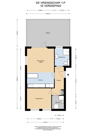 Floorplan - De Vriendschap 1P, 1688 BG Nibbixwoud
